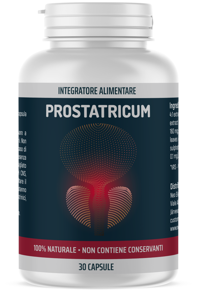 Prostatricum — Packung und Flasche Prostatricum mit 30 Kapseln.