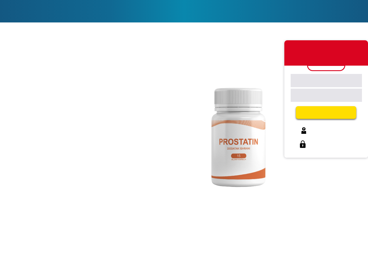 Prostatin — Bočica Prostatina s 15 biljnih kapsula, označena kao dodatak ishrani.
