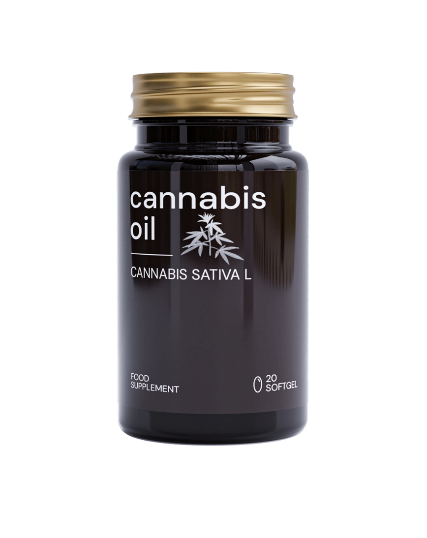 Тъмна бутилка Cannabis Oil, 20 меки капсули