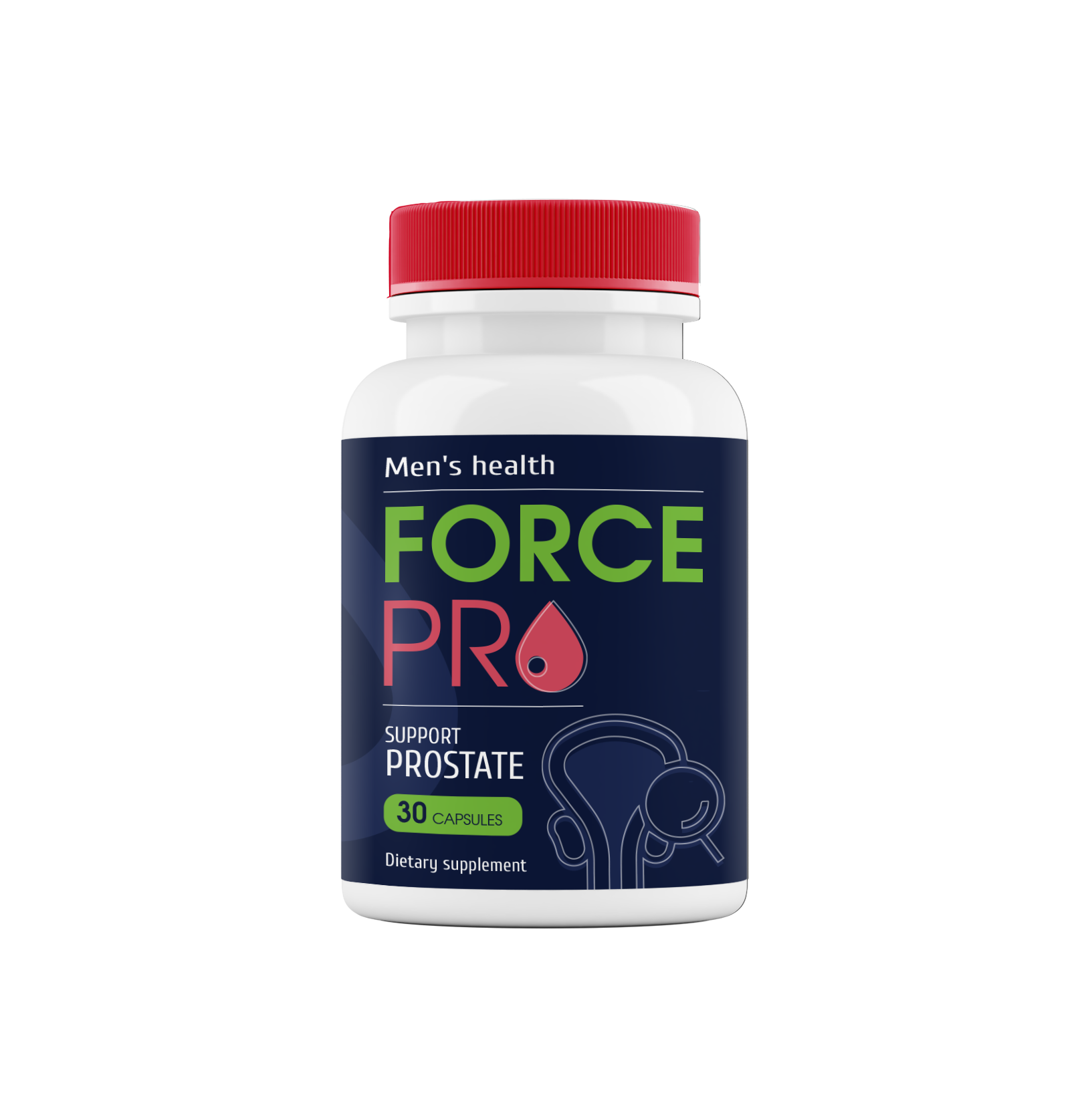 Flacon ForcePro blanc à couvercle rouge, 30 gélules