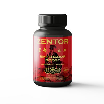 Frasco rojo Zentor Emperador Boost de 21 cápsulas