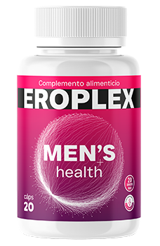 Eroplex — Frasco Eroplex de 20 cápsulas, identificado como complemento alimenticio.
