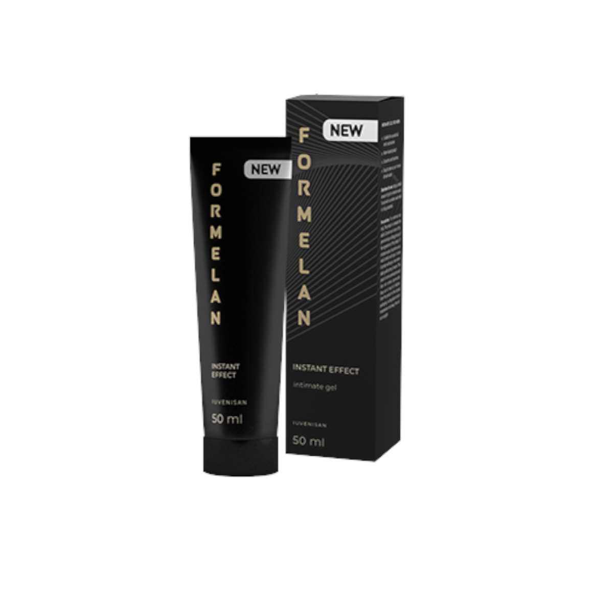Formelan musta 50 ml:n geelituubi ja pakkaus