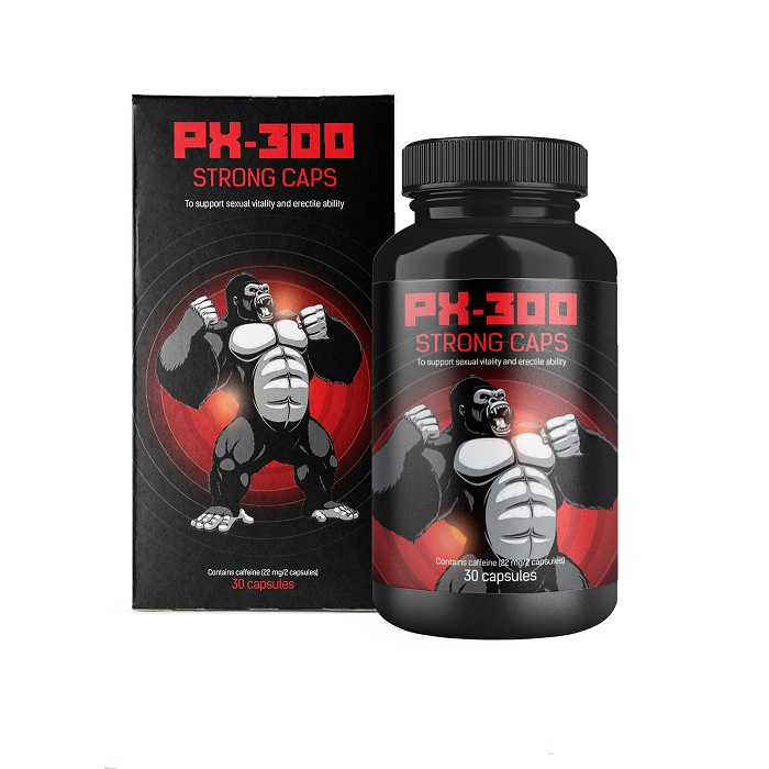 PX-300 Strong Caps, μαύρο κουτί και φιάλη με 30 κάψουλες