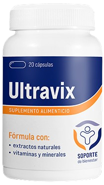 Ultravix — Frasco Ultravix de 20 cápsulas, identificado como suplemento alimenticio.