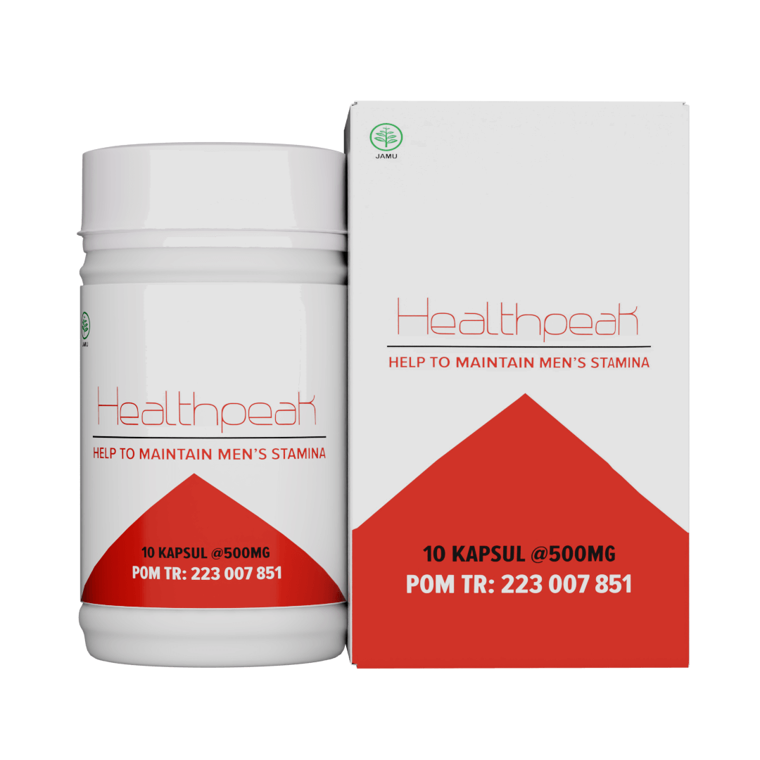 Healthpeak — Kotak dan botol Healthpeak berisi 10 kapsul, masing-masing 500 mg.