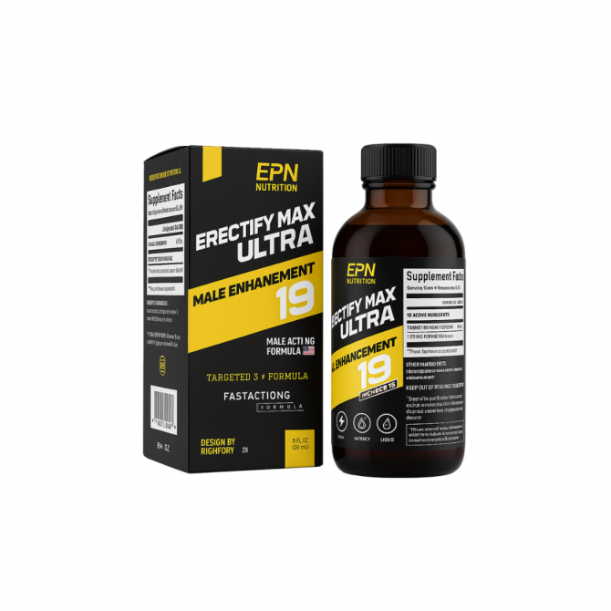 Erectify Max (Ultra) — زجاجة سائلة مع علبة Erectify Max Ultra