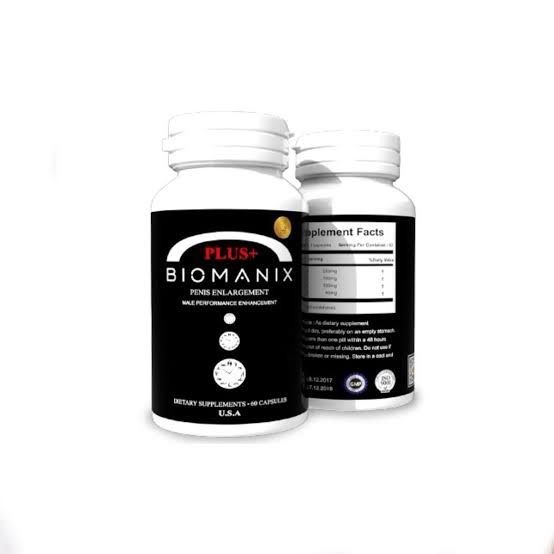 زجاجة BIOMANIX Plus تحتوي على 60 كبسولة، مخصصة للأداء الذكوري.