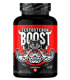 Testosteron Boost — Flacone Testosteron Boost da 30 compresse, identificato come integratore alimentare.
