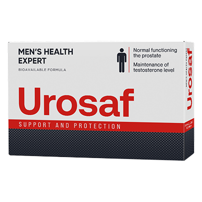 Scatola Urosaf bianca e rossa per il supporto della prostata