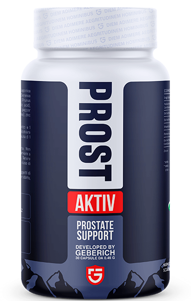 ProstAktiv — Il flacone ProstAktiv mostra 30 capsule. Etichettato come integratore alimentare.