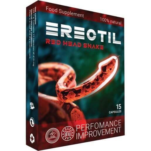 Erectil Red Head Snakes food-supplement box, 15 capsules