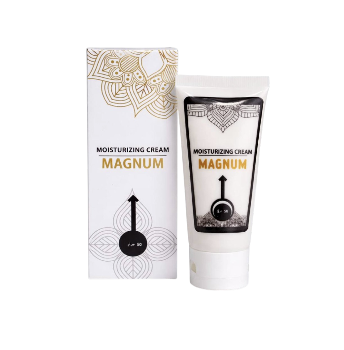 A 50 ml tube labeled Magnum moisturizing cream.