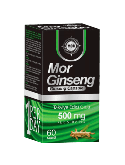 Mor Ginseng caps — علبة Mor Ginseng تحتوي على 60 كبسولة.