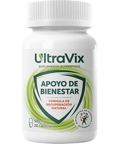 UltraVix — Frasco UltraVix de 20 cápsulas, con 500 mg visibles en la etiqueta frontal.