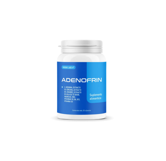 Adenofrin – frasco de suplemento alimenticio con 20 cápsulas