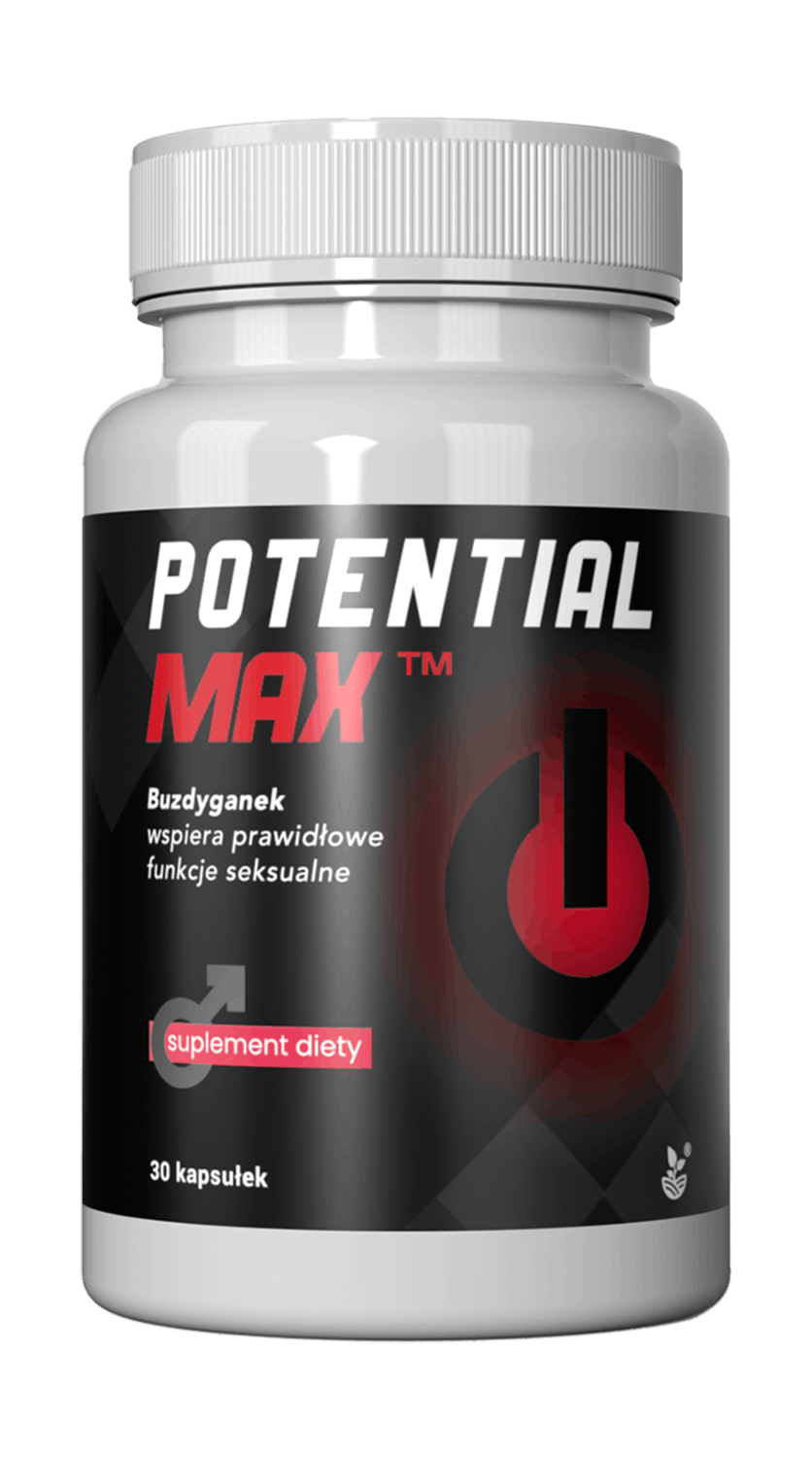 Potential Max — Butelka Potential Max zawierająca 30 kapsułek, oznaczona jako suplement diety.