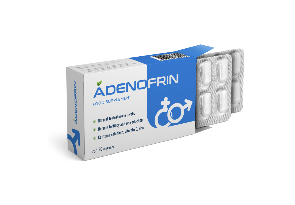 Adenofrin – caixa e blísteres com 20 cápsulas