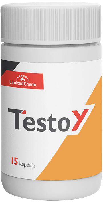 TestoY — Steklenička TestoY s 15 kapsulami.