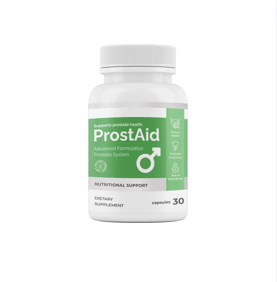 ProstAid green and white dietary-supplement bottle, 30 capsules